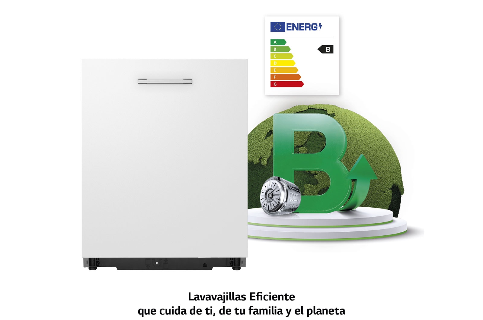 LG Lavavajillas Integrable, LG QuadWash™ Steam, B con lavado a vapor y tercera bandeja , DB365TXS
