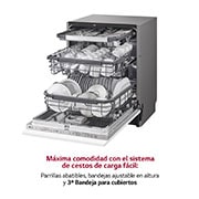 LG Lavavajillas Integrable, LG QuadWash™ Steam, B con lavado a vapor y tercera bandeja , DB365TXS