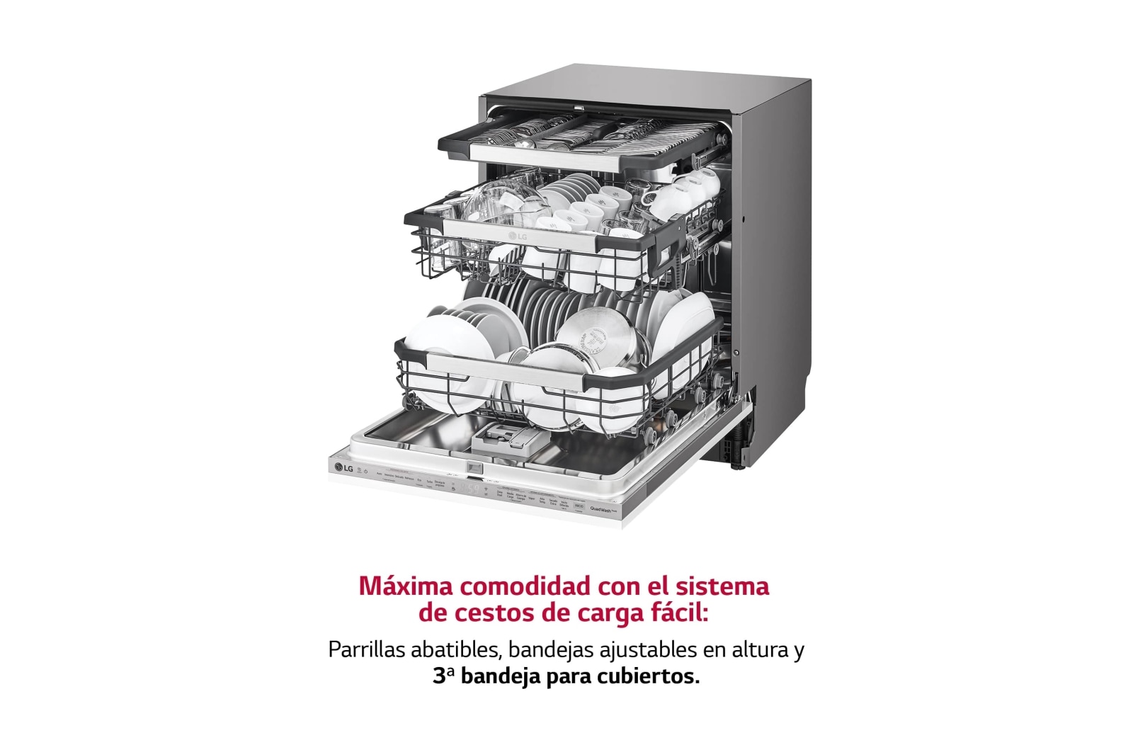 LG Lavavajillas Integrable LG QuadWash™, TrueSteam, clasificación  D, con lavado a vapor y tercera bandeja , DB425TXS