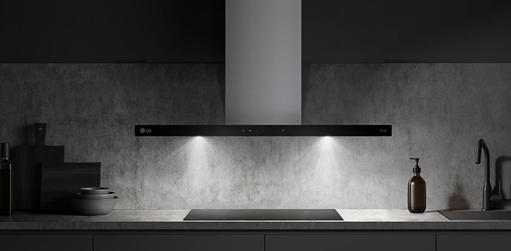 Imagen de luz LED saliendo de la campana