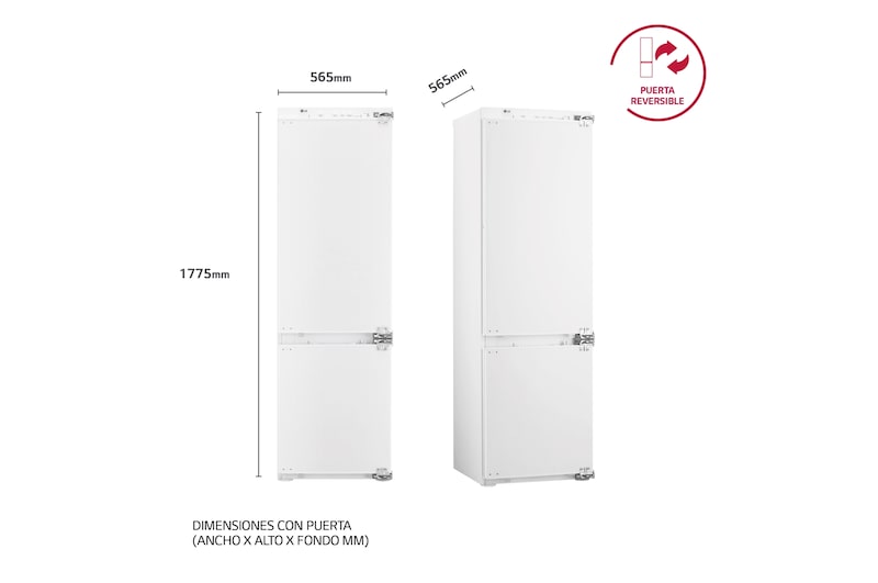 LG Frigorífico integrable, Smart Inverter, Clasificación E, 273l, GR-N266LLR