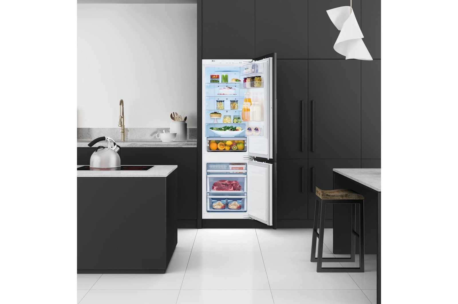 LG Frigorífico integrable, Smart Inverter, Clasificación E, 273l, GR-N266LLR