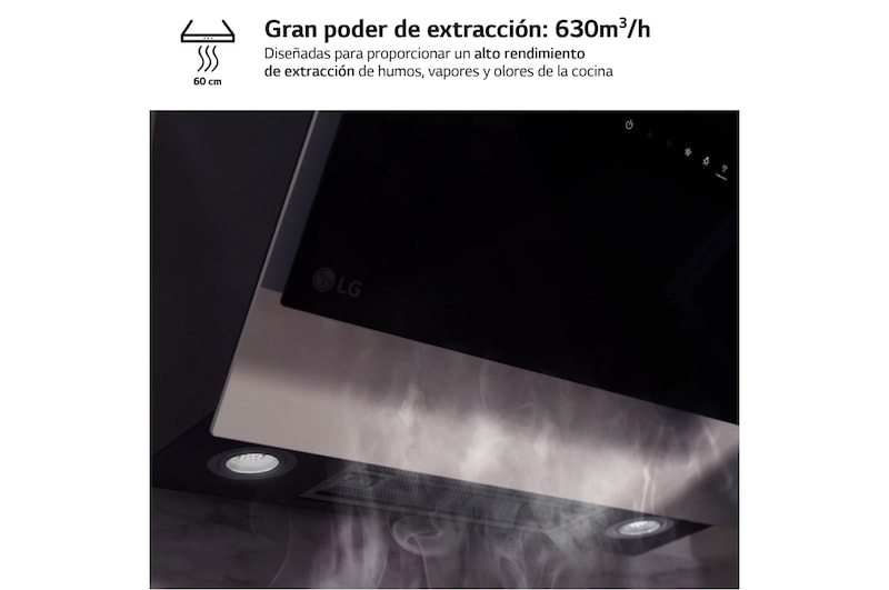 LG Campana extractora inclinada Cristal 60 cm - 630 ㎥/h Clase C, HCEZ2428B