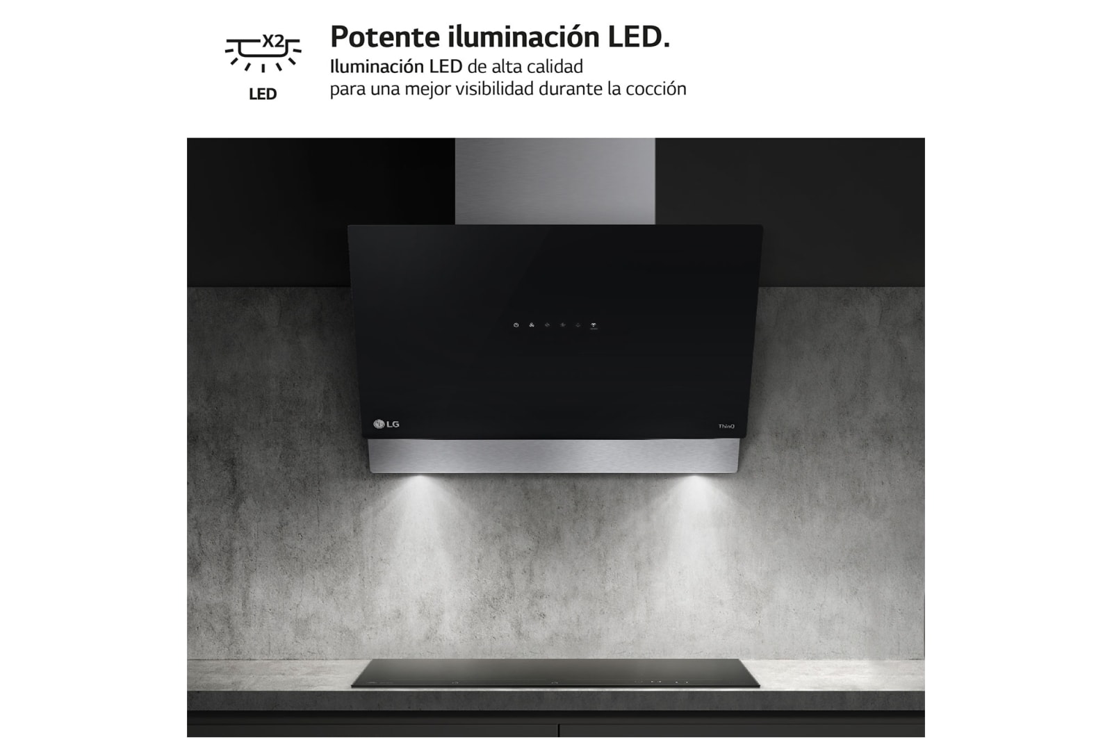 LG Campana extractora inclinada Cristal 60 cm - 630 ㎥/h Clase C, HCEZ2428B
