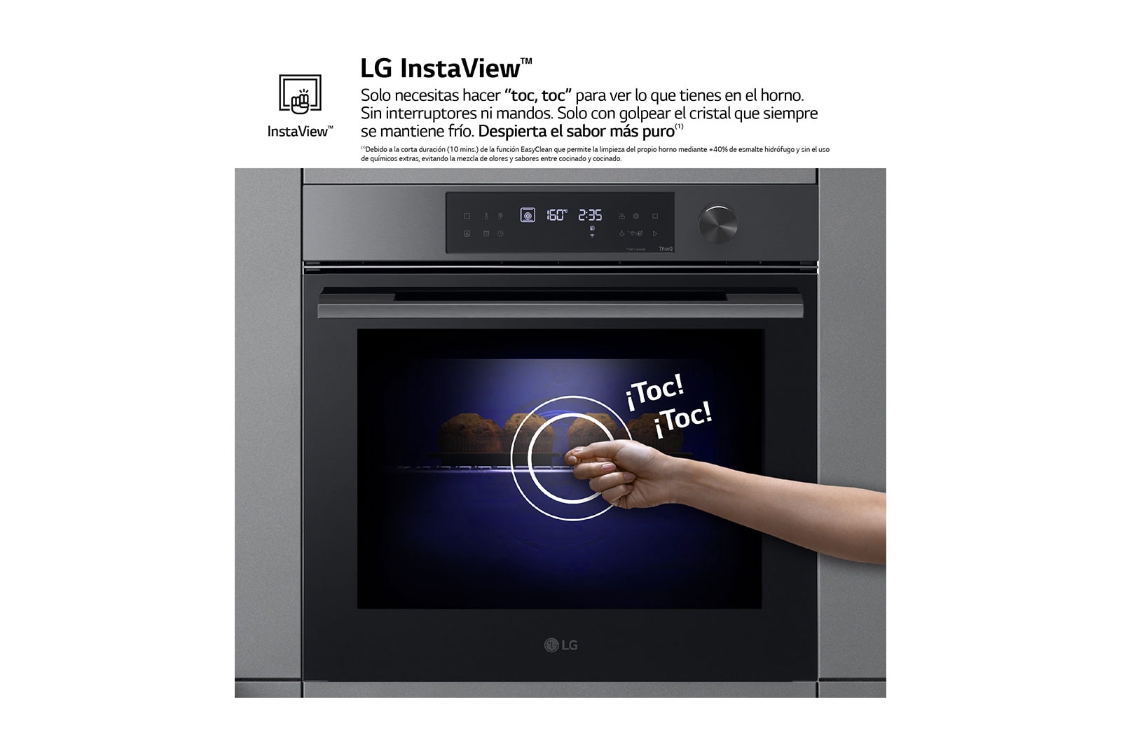 LG Horno Pirolítico Instaview 76L A+ con sistema de limpieza Blue EasyClean, acero negro mate, WS7D7631WB