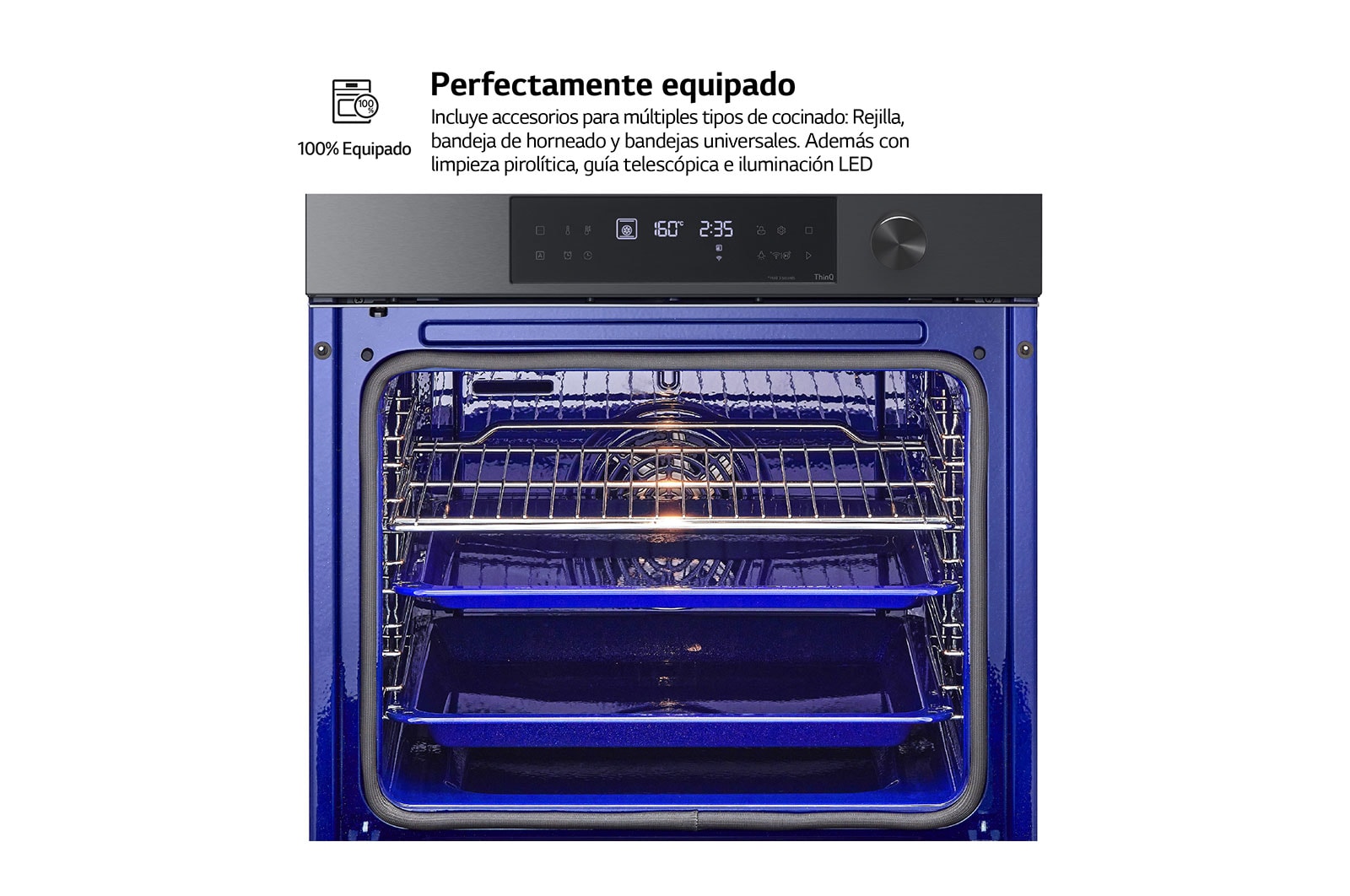 LG Horno Pirolítico Instaview 76L A+ con sistema de limpieza Blue EasyClean, acero negro mate, WS7D7631WB