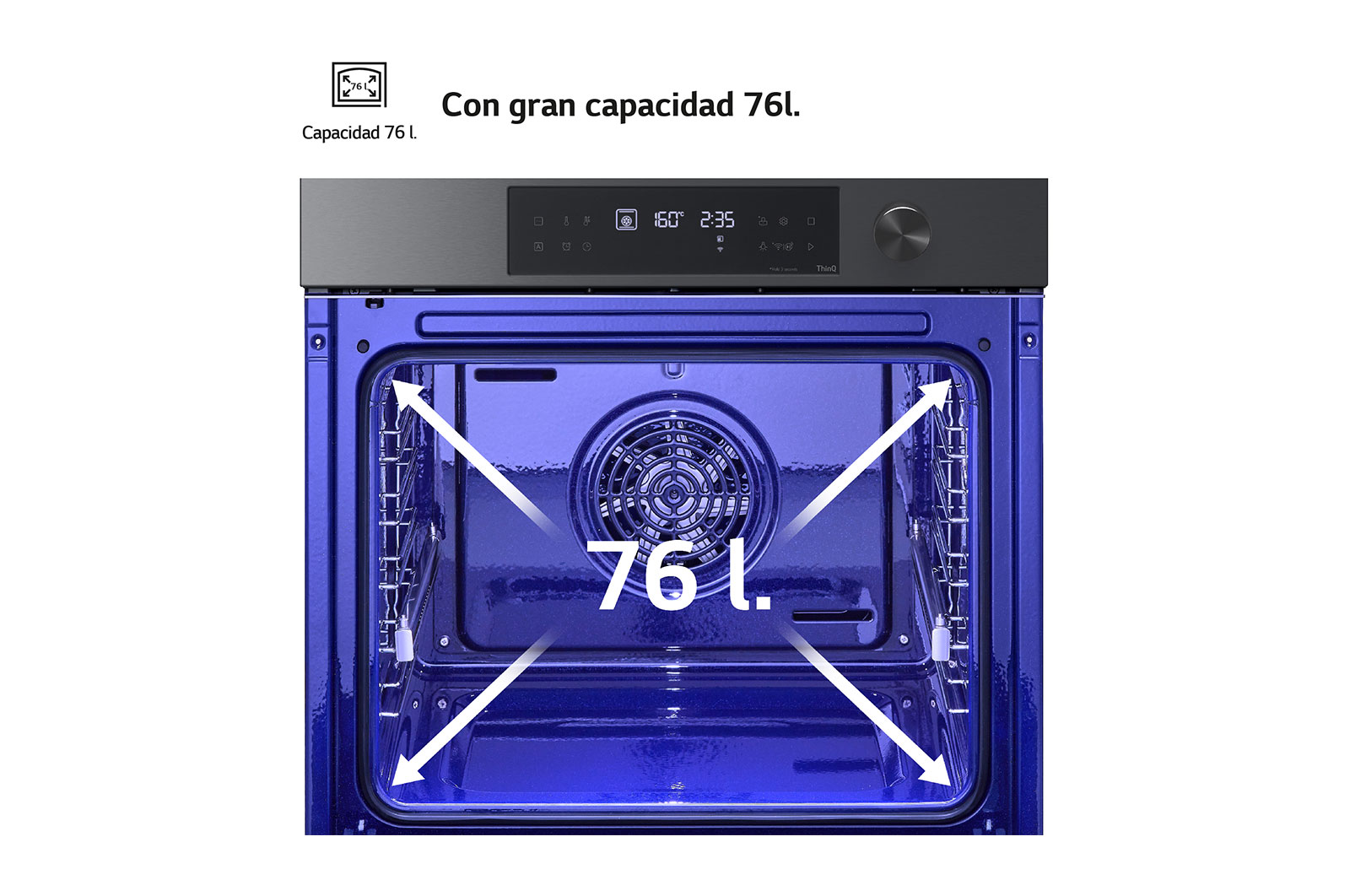 LG Horno Pirolítico Instaview 76L A+ con sistema de limpieza Blue EasyClean, acero negro mate, WS7D7631WB