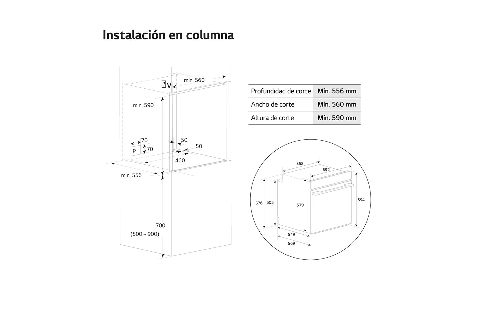 LG Horno Pirolítico Instaview 76L A+ con sistema de limpieza Blue EasyClean, guías, acero negro mate, WS7D7632WB