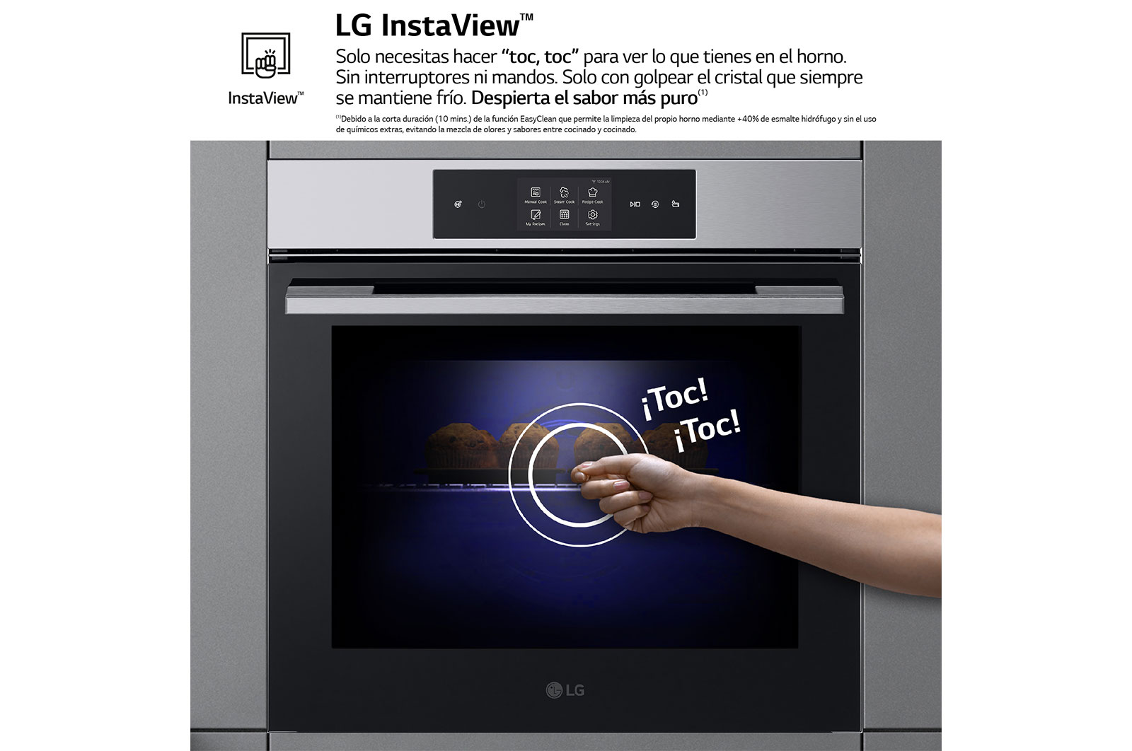 LG Horno Pirolítico Instaview Vapor 76L A++ con sistema de limpieza Blue EasyClean, acero inoxidable, WS9D7651WS