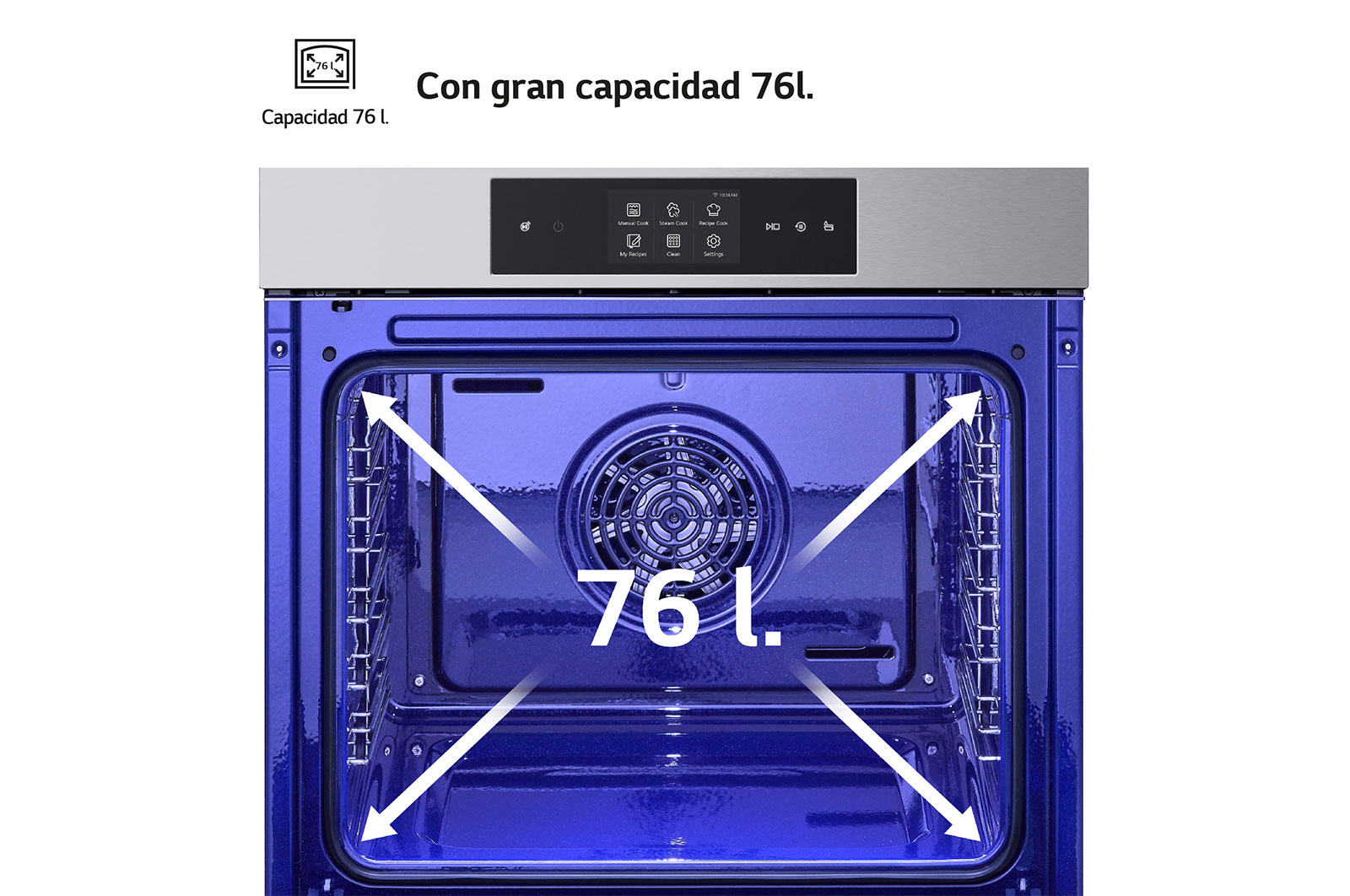 LG Horno Pirolítico Instaview Vapor 76L A++ con sistema de limpieza Blue EasyClean, acero inoxidable, WS9D7651WS