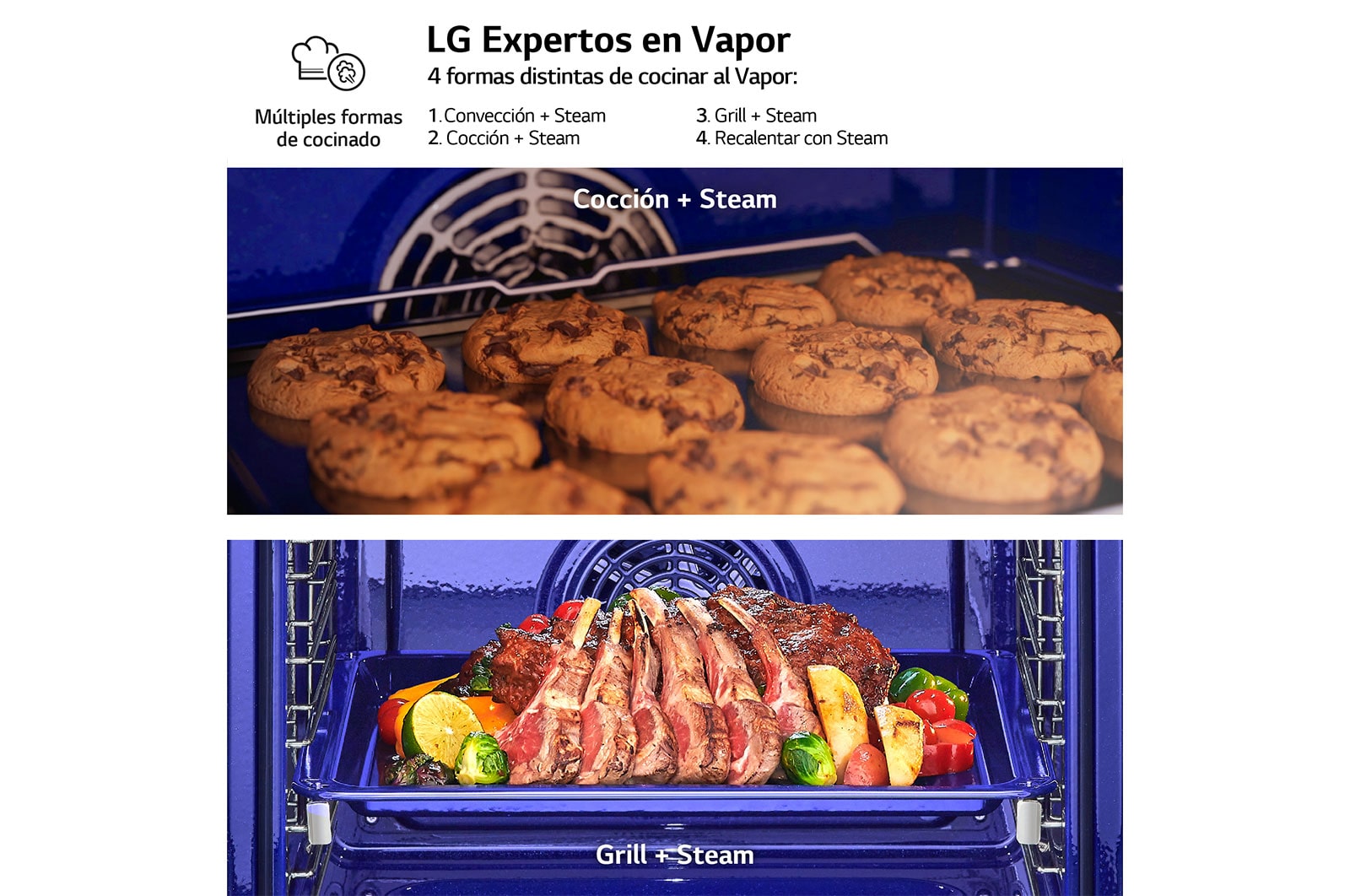 LG Horno Pirolítico Instaview Vapor 76L A++ con sistema de limpieza Blue EasyClean, acero inoxidable, WS9D7651WS