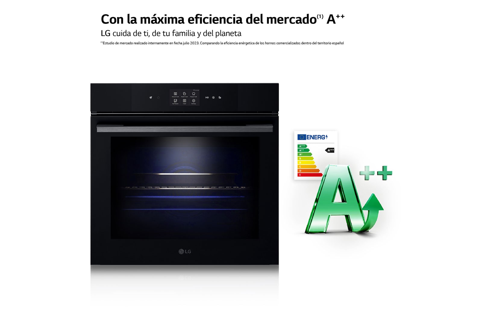 LG Horno Instaview Vapor 100% 76L A++ con sistema de limpieza Blue EasyClean, cristal negro mate, WS9D7672WM