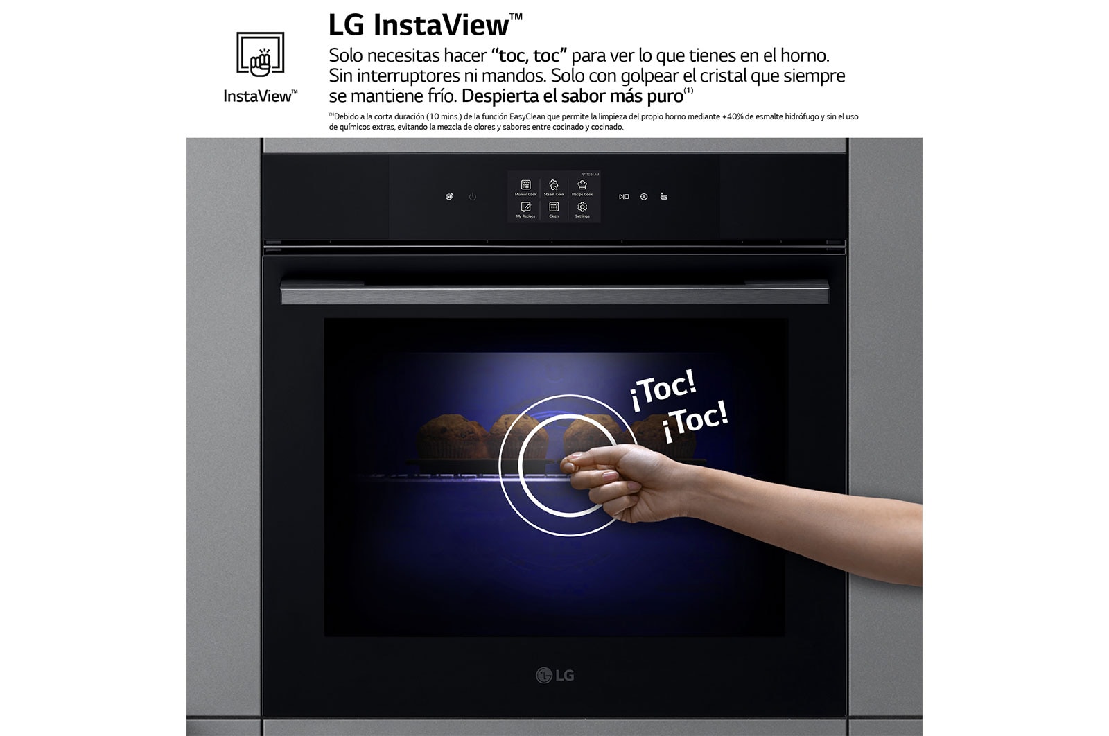 LG Horno Instaview Vapor 100% 76L A++ con sistema de limpieza Blue EasyClean, cristal negro mate, WS9D7672WM