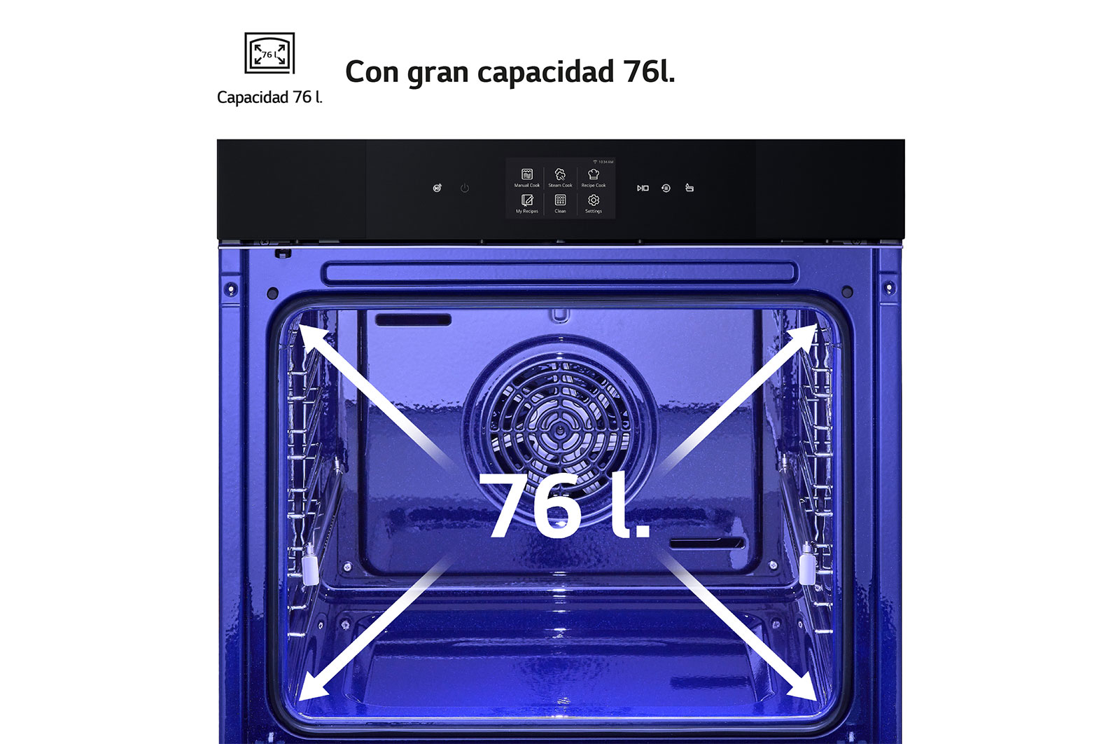 LG Horno Instaview Vapor 100% 76L A++ con sistema de limpieza Blue EasyClean, cristal negro mate, WS9D7672WM