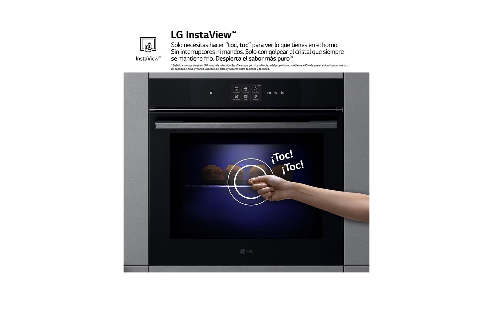 LG Horno  Instaview Vapor 100% 76L A++ con sistema de limpieza Blue EasyClean, cristal negro mate, WSED7666M