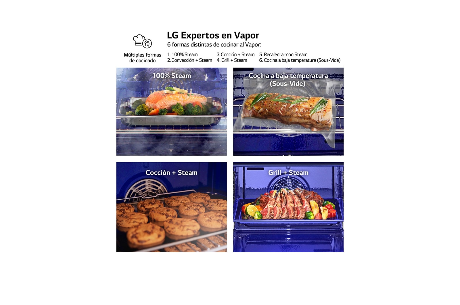 LG Horno  Instaview Vapor 100% 76L A++ con sistema de limpieza Blue EasyClean, cristal negro mate, WSED7666M