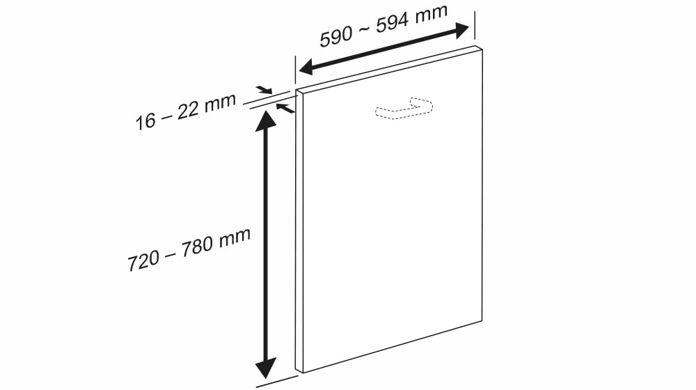 Dimensiones del lavavajillas y la puerta