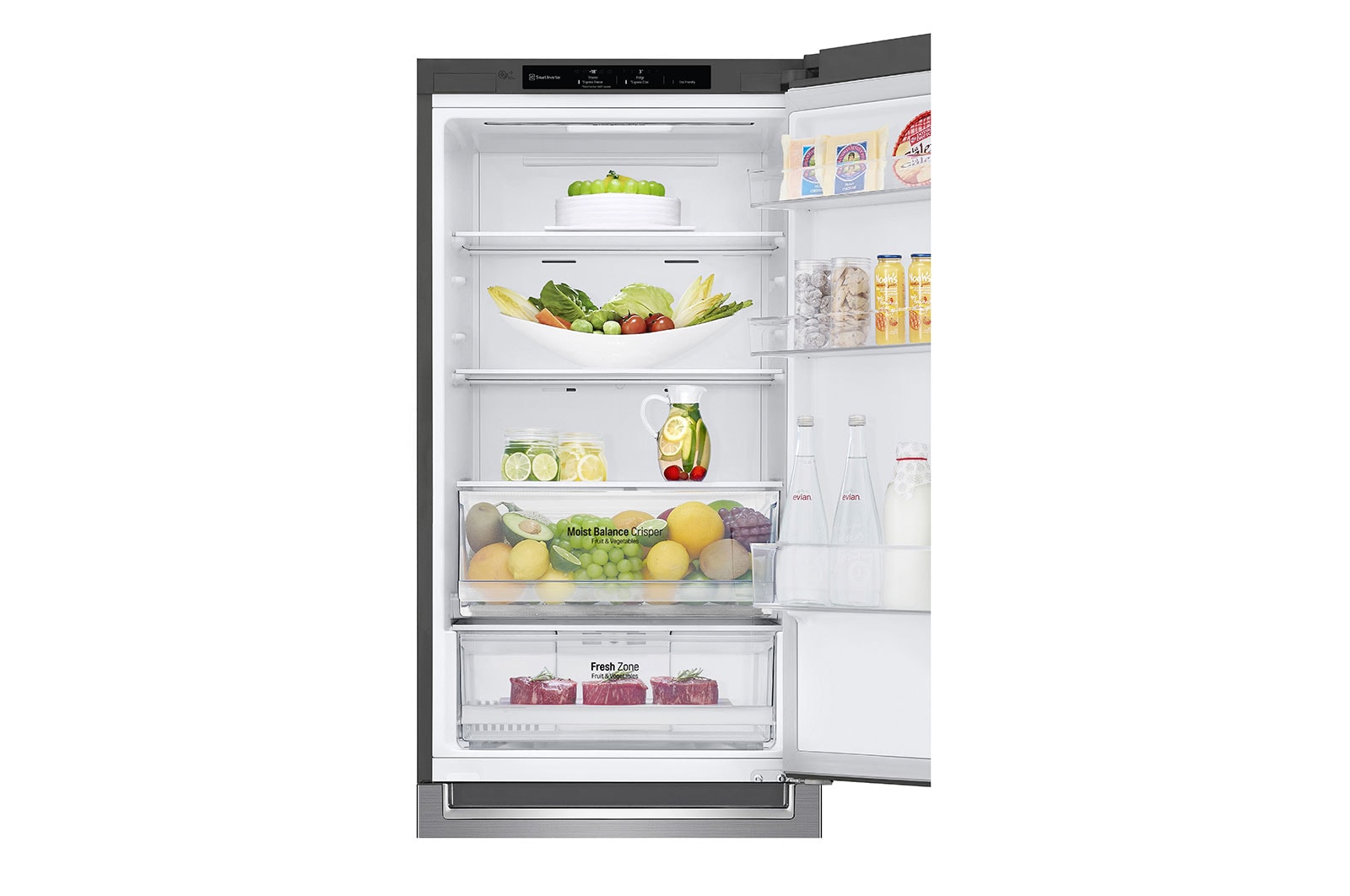 LG Frigorífico Combi, 1,86m, Clasificación E, capacidad de 374l, Inox Antihuellas, serie 6, GBB61PZJMN