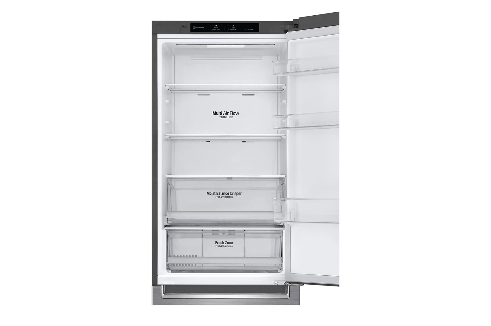 LG Frigorífico Combi, 1,86m, Clasificación E, capacidad de 374l, Inox Antihuellas, serie 6, GBB61PZJMN