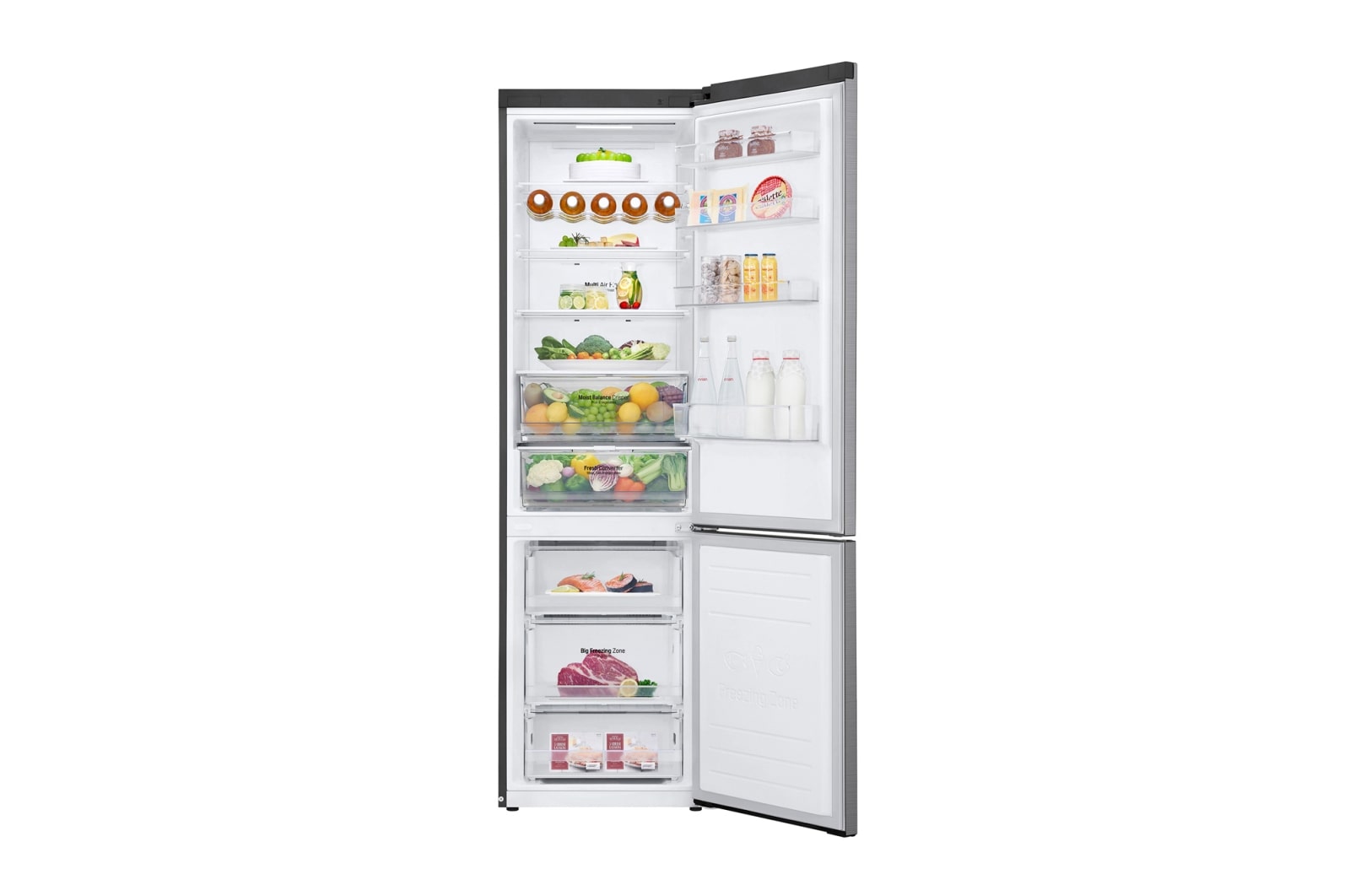 LG Frigorífico Combi Door Cooling⁺, 2m, Clasificación C, capacidad de 419l, Inox antihuellas, serie 600, GBB62PZ5CN1