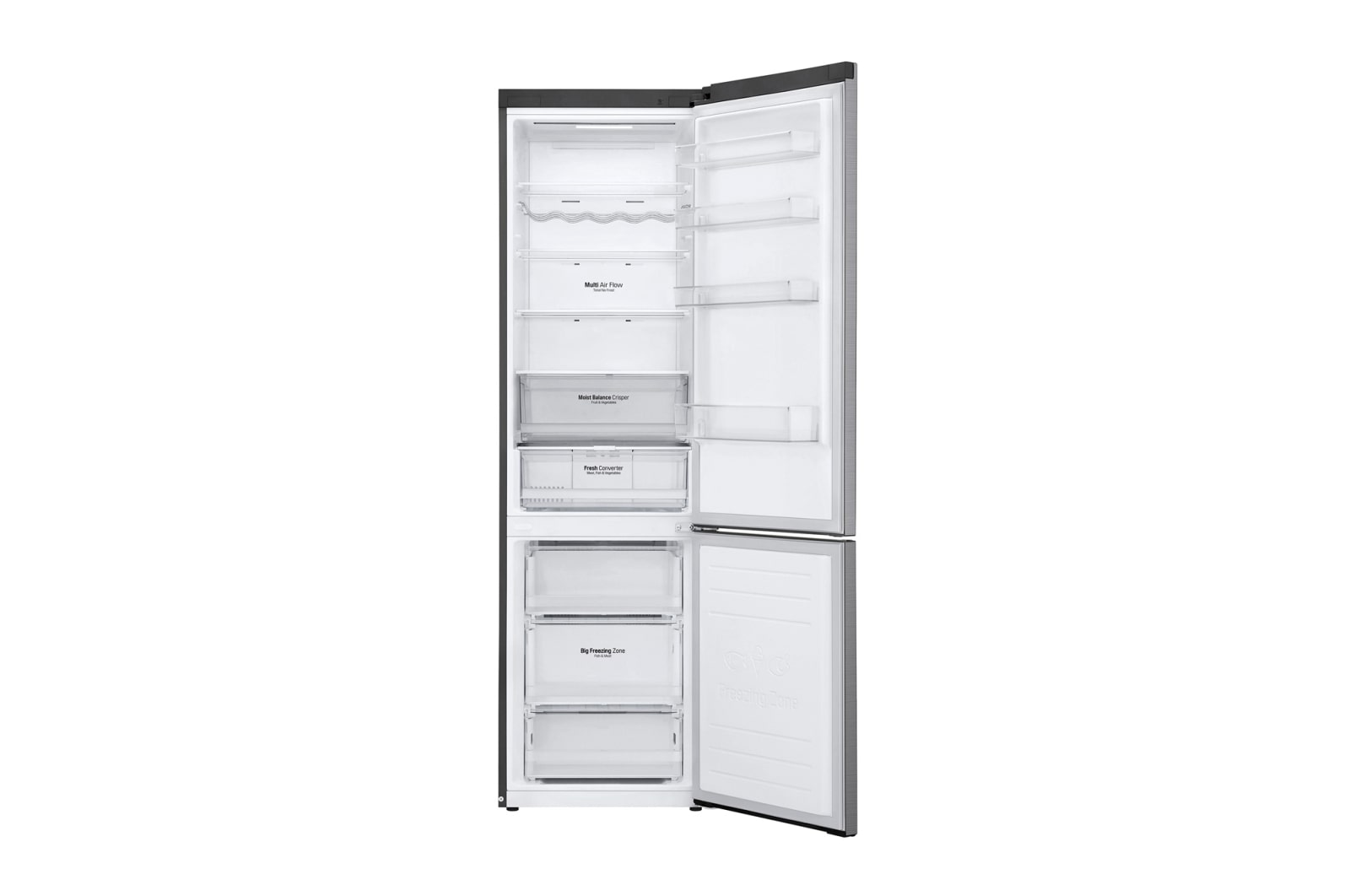 LG Frigorífico Combi Door Cooling⁺, 2m, Clasificación C, capacidad de 419l, Inox antihuellas, serie 600, GBB62PZ5CN1
