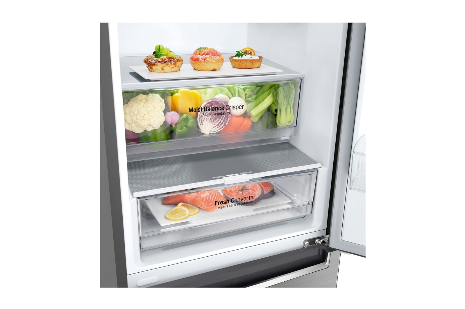 LG Frigorífico Combi Door Cooling⁺, 2m, Clasificación C, capacidad de 419l, Inox antihuellas, serie 600, GBB62PZ5CN1