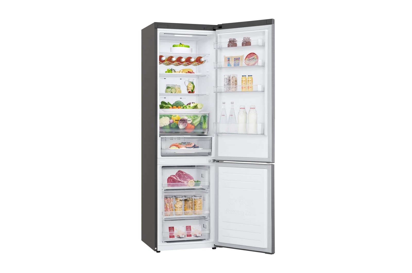 LG Frigorífico Combi Door Cooling⁺, 2m, Clasificación C, capacidad de 419l, Inox antihuellas, serie 600, GBB62PZ5CN1