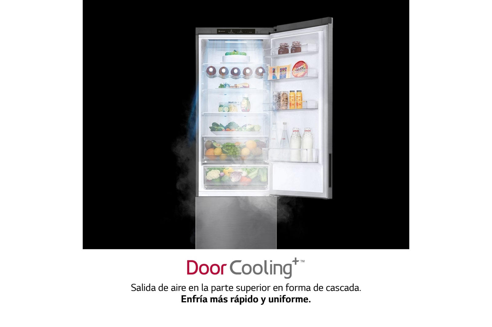 LG Frigorífico Combi 2m, Clasificación C, capacidad de 419l, Inox antihuellas, Serie 600, GBB62PZGCC1