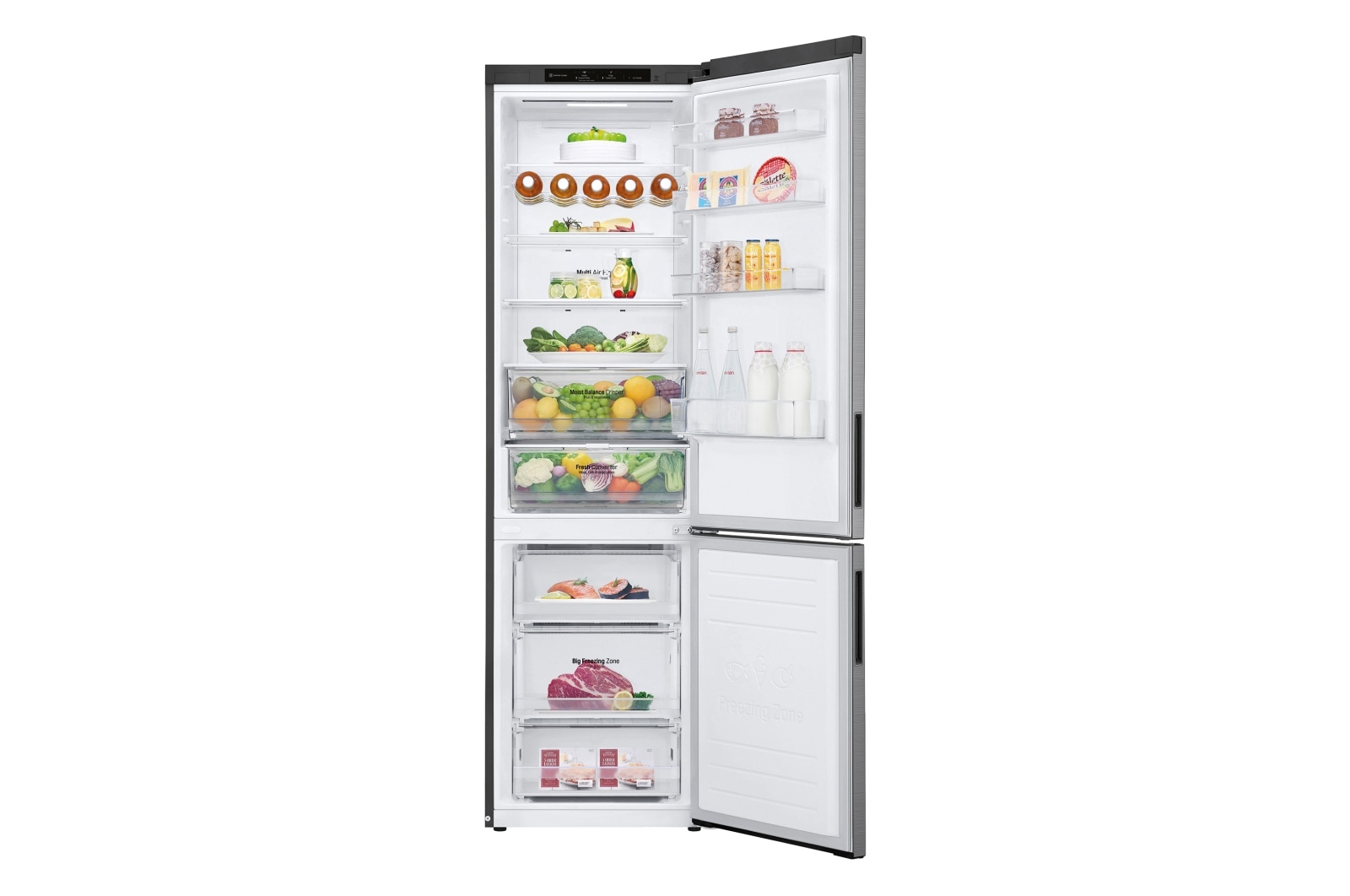 LG Frigorífico Combi 2m, Clasificación C, capacidad de 419l, Inox antihuellas, Serie 600, GBB62PZGCC1