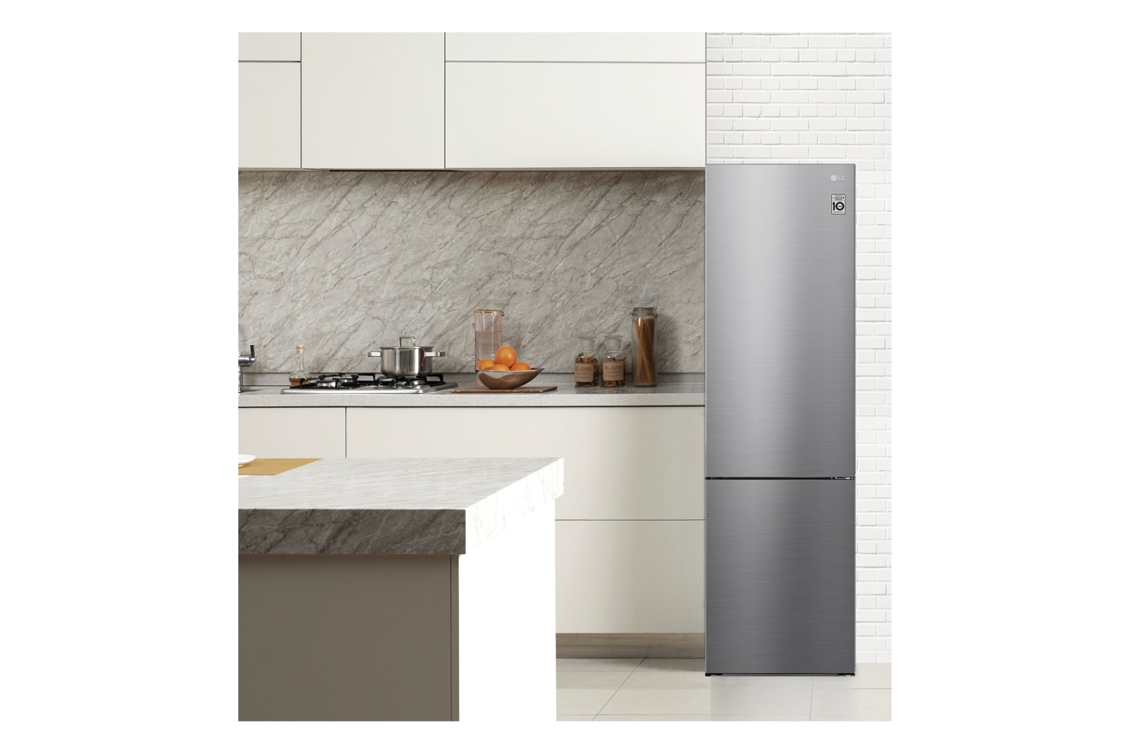 LG Frigorífico Combi 2m, Clasificación C, capacidad de 419l, Inox antihuellas, Serie 600, GBB62PZGCC1
