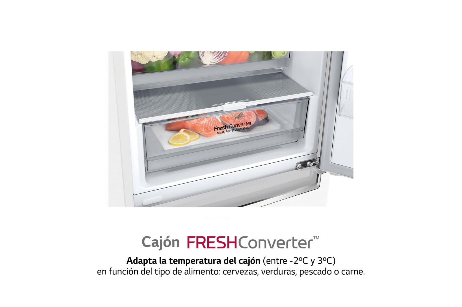 LG Frigorífico Combi 2m, Clasificación D, capacidad de 419l, Blanco, Serie 600, GBB62SWFGN
