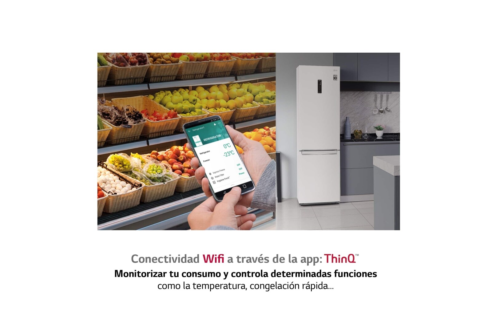 LG Frigorífico Combi 2m, Clasificación D, capacidad de 419l, Blanco, Serie 600, GBB62SWFGN