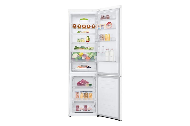 LG Frigorífico Combi 2m, Clasificación D, capacidad de 419l, Blanco, Serie 600, GBB62SWFGN
