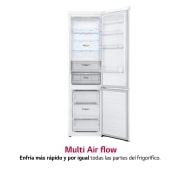 LG Frigorífico Combi 2m, Clasificación D, capacidad de 419l, Blanco, Serie 600, GBB62SWFGN