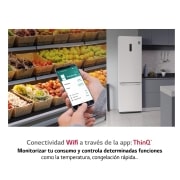 LG Frigorífico Combi 2m, Clasificación D, capacidad de 419l, Blanco, Serie 600, GBB62SWFGN