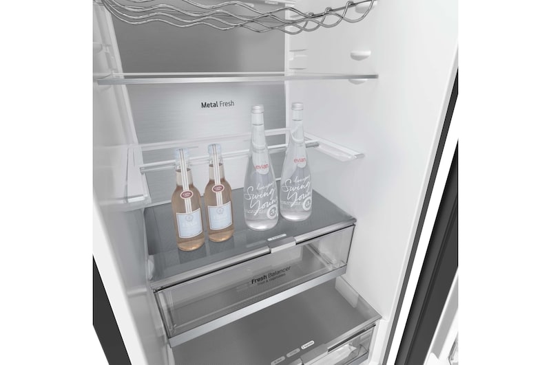 LG Frigorífico Combi Crystal Door 2m, Door Cooling, Clasificación C, capacidad de 419l, Cristal negro, GBB72BM9CQ1