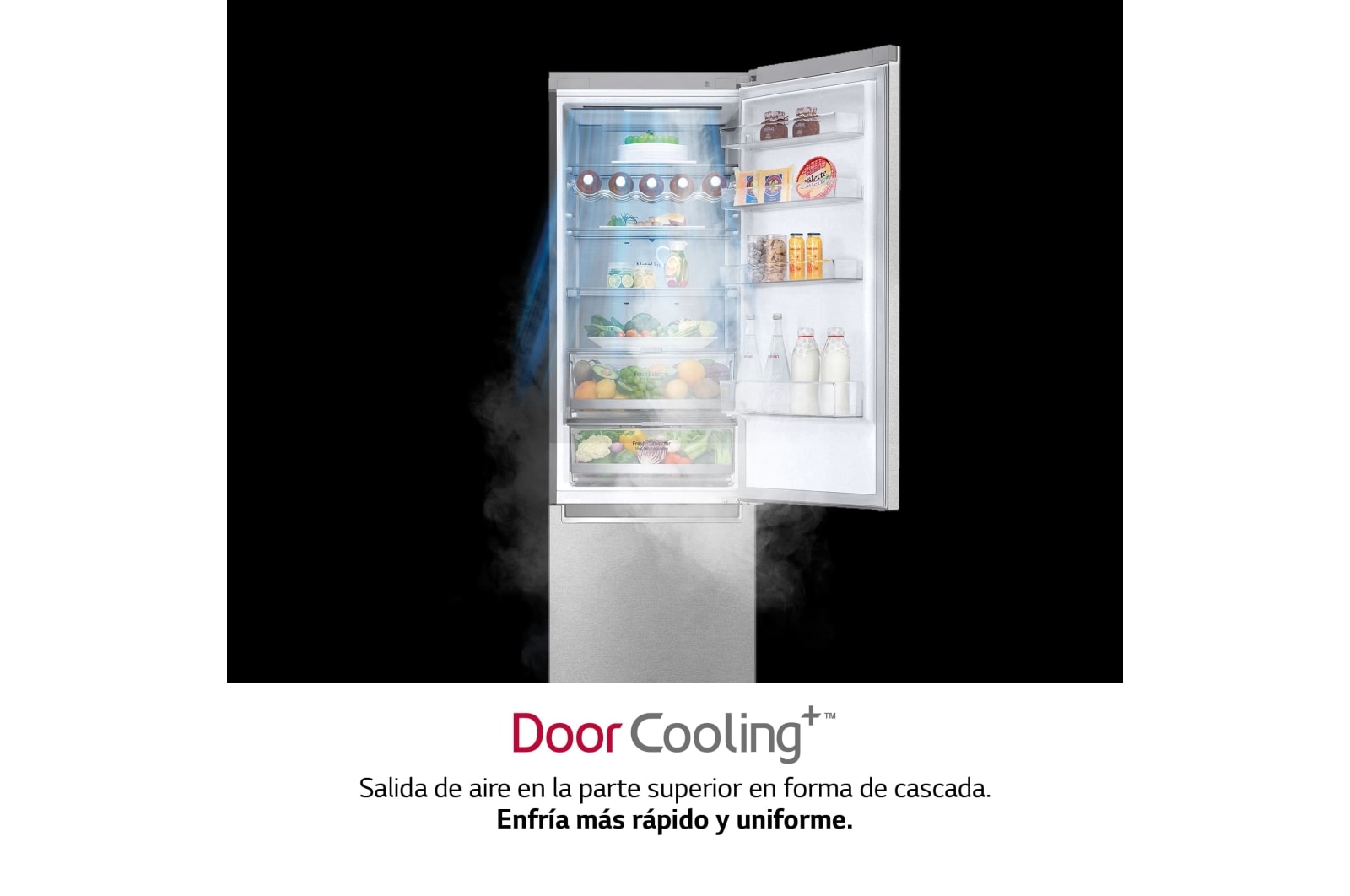 LG Frigorífico Combi 2m, Clasificación B, Acero inoxidable texturizado antihuellas, capacidad de 419l, Serie 700, GBB72MBUBN