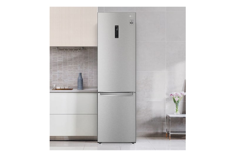LG Frigorífico Combi 2m, Clasificación B, Acero inoxidable texturizado antihuellas, capacidad de 419l, Serie 700, GBB72MBUBN