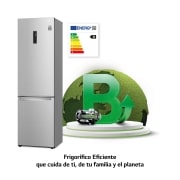 LG Frigorífico Combi 2m, Clasificación B, Acero inoxidable texturizado antihuellas, capacidad de 419l, Serie 700, GBB72MBUBN