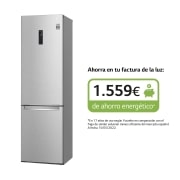 LG Frigorífico Combi 2m, Clasificación B, Acero inoxidable texturizado antihuellas, capacidad de 419l, Serie 700, GBB72MBUBN