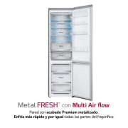 LG Frigorífico Combi 2m, Clasificación B, Acero inoxidable texturizado antihuellas, capacidad de 419l, Serie 700, GBB72MBUBN