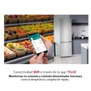 LG Frigorífico Combi 2m, Clasificación B, Acero inoxidable texturizado antihuellas, capacidad de 419l, Serie 700, GBB72MBUBN