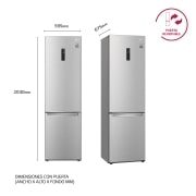 LG Frigorífico Combi 2m, Clasificación B, Acero inoxidable texturizado antihuellas, capacidad de 419l, Serie 700, GBB72MBUBN