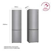 LG Frigorífico Combi 2m, Clasificación D, capacidad de 419l, Inox antihuellas, serie 700, GBB72PZVGN