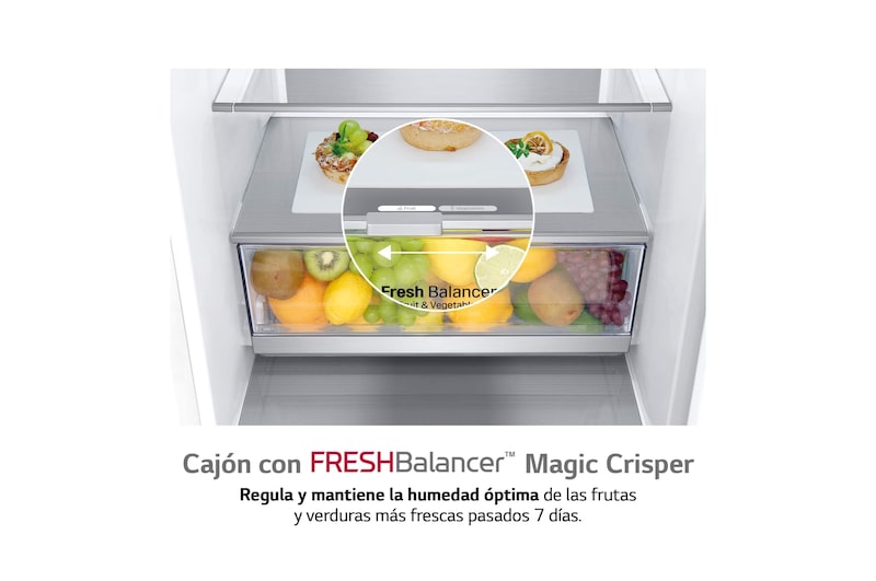LG Frigorífico Combi 2m, Clasificación C, capacidad de 419l, blanco, serie 700, GBB72SWUCN