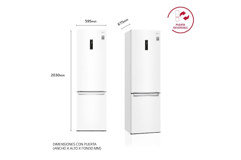 LG Frigorífico Combi 2m, Clasificación C, capacidad de 419l, blanco, serie 700, GBB72SWUCN