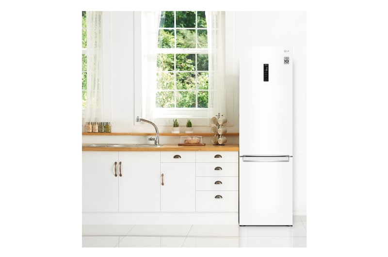 LG Frigorífico Combi 2m, Clasificación C, capacidad de 419l, blanco, serie 700, GBB72SWUCN