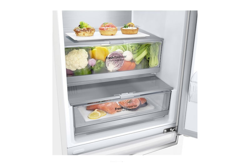 LG Frigorífico Combi Door Cooling+, 2m, Clasificación C, capacidad de 419l, blanco, serie 700 , GBB72SWVCN1