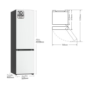 LG Frigorífico Crystal Door Combi 2m, Clasificación C, capacidad de 419l, Blanco satinado, GBB72TW9CQ1