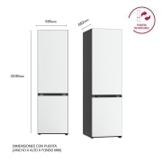 LG Frigorífico Crystal Door Combi 2m, Clasificación C, capacidad de 419l, Blanco satinado, GBB72TW9CQ1